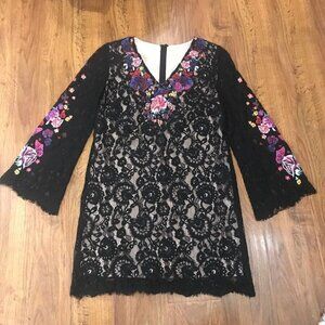 Boho lace embroidered floral dress